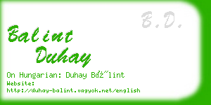 balint duhay business card